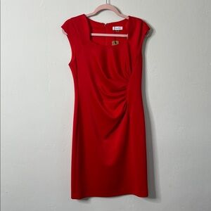 Calvin Klein Red Sheath Dress • Knee-Length • Classic Elegant Style